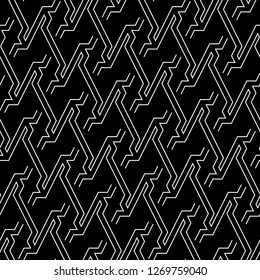 Linear ornament. Modern backdrop. Geometric motif. Digital paper, textile print, web design, abstract backdrop. Geometrical wallpaper. Seamless pattern. Vector.