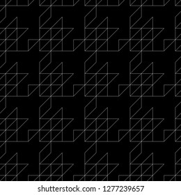 Linear ornament. Mosaic motif. Triangles, quadrangles pattern. Houndstooth wallpaper. Geometric background. Triangular, quadrangular figures backdrop. Digital paper, textile print. Seamless abstract