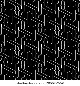 Linear ornament. Seamless pattern. Modern backdrop. Geometric motif. Digital paper, textile print, web design, abstract backdrop. Geometrical wallpaper. Vector.