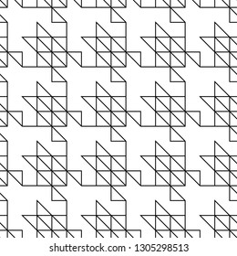 Linear ornament. Triangles pattern. Triangular figures backdrop. Digital paper, textile print, web designing. Seamless abstract. Houndstooth wallpaper. Geometric background. Mosaic motif.