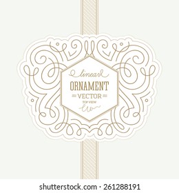 Linear ornamental design template. Lineart frame. Vector illustration