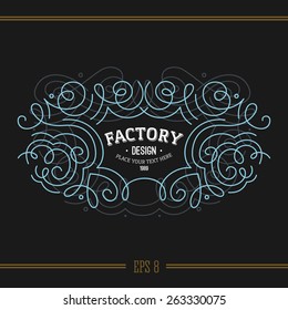 Linear ornamental design template. Lineart frame. Vector illustration
