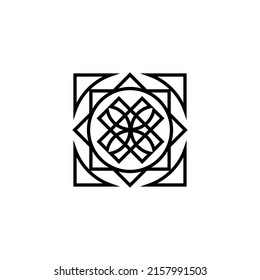 Linear ornamental logo template. Vector arabic geometric symbol. Editable stroke for customization and motion design