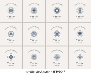 Linear ornamental logo templates set. Vector arabic geometric symbols
