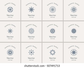 Linear ornamental logo templates set. Vector arabic geometric symbols