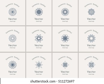 Linear ornamental logo templates set. Vector arabic geometric symbols