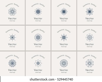 Linear ornamental logo templates set. Vector arabic geometric symbols
