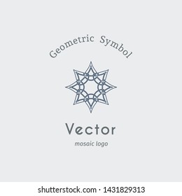 Linear ornamental logo. Vector arabic geometric symbol. Editable stroke for customization and motion design