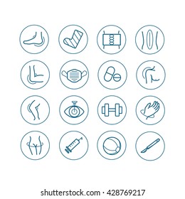 Linear Orthopedics and medical icon set
