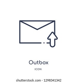 Linear outbox icon from Message outline collection. Thin line outbox icon isolated on white background. outbox trendy illustration