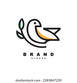 Linear outline bird nest logo design vector