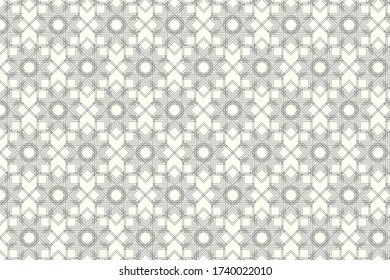 Linear outline of a geometrical star shape in a repeating pattern on a pale cream color background