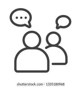 linear outline icon of Group of two people are talking or meeting or conversation, social community concept for app, web and business using  - vector illustration