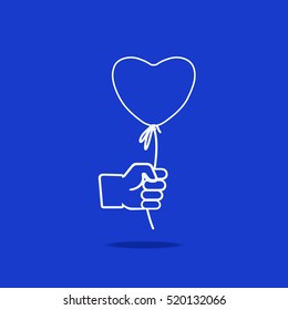 Linear Outline Like/Thumbs Up symbol icon with heart balloon.