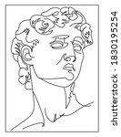 Linear outline statue bust vector