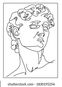 Linear outline statue bust vector