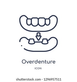 Linear overdenture icon from Dentist outline collection. Thin line overdenture icon isolated on white background. overdenture trendy illustration