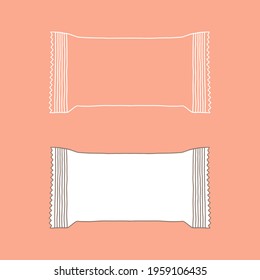 Linear packaging for candy or chocolate bar. Packing outline mockup.