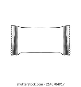 Linear packaging for candy or chocolate bar. Packing outline mockup.