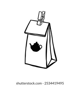 Linear packaging with tea, outline of the package.  