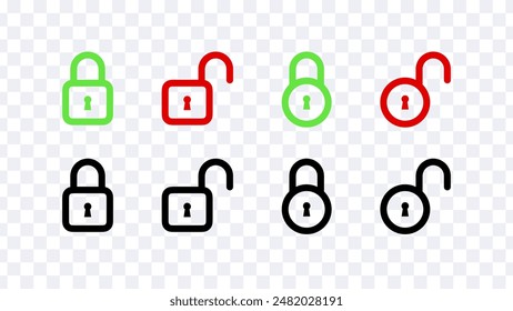 Linear padlock icons. Concept of privacy