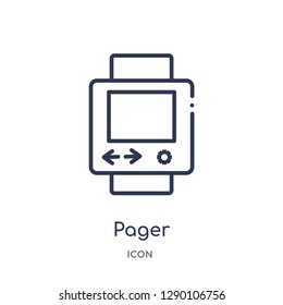 Linear pager icon from Comunation outline collection. Thin line pager vector isolated on white background. pager trendy illustration