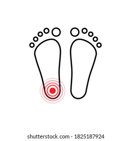 Linear Pain Of Foot Icon. Dermatology And Cosmetology Problem Feet Fatigue, Consequences Of Using The Wrong Shoes Concept. Symbol For Medical Sites, App. Black Simple Sign Isolated On White Background