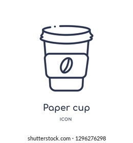 Linear paper cup icon from Drinks outline collection. Thin line paper cup icon vector isolated on white background. paper cup trendy illustration