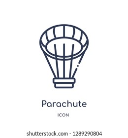 Linear parachute icon from Army and war outline collection. Thin line parachute vector isolated on white background. parachute trendy illustration