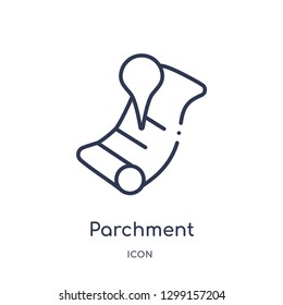 Linear parchment icon from Map and location outline collection. Thin line parchment icon isolated on white background. parchment trendy illustration