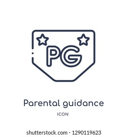 Linear parental guidance icon from Cinema outline collection. Thin line parental guidance vector isolated on white background. parental guidance trendy illustration