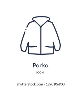 Linear parka icon from Clothes outline collection. Thin line parka vector isolated on white background. parka trendy illustration