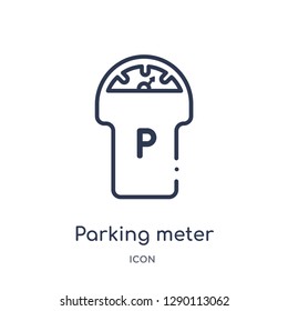 Linear parking meter icon from City elements outline collection. Thin line parking meter vector isolated on white background. parking meter trendy illustration