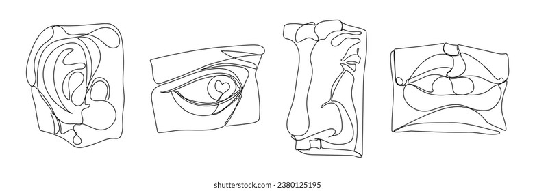 Linear parts of the face of greece figures, nose, eye, ear, lips