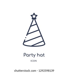 Linear party hat icon from Entertainment and arcade outline collection. Thin line party hat icon vector isolated on white background. party hat trendy illustration