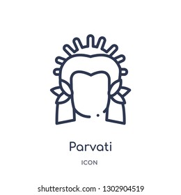 Linear parvati icon from India outline collection. Thin line parvati icon isolated on white background. parvati trendy illustration