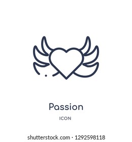 Linear passion icon from Ethics outline collection. Thin line passion icon vector isolated on white background. passion trendy illustration