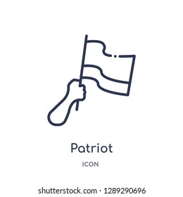 Linear patriot icon from Army and war outline collection. Thin line patriot vector isolated on white background. patriot trendy illustration