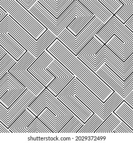 Linear pattern. Abstract line wallpaper. Fancy, mess, chaos graphic ornament. Modern geometric texture decoration background. Fabric print. Lineal pattern. Monochrome backdrop. Vector illustration.