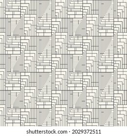 Linear pattern. Abstract line wallpaper. Fancy, mess, chaos graphic ornament. Modern geometric texture decoration background. Fabric print. Lineal pattern. Monochrome backdrop. Vector illustration.