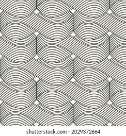 Linear pattern. Abstract line wallpaper. Fancy, mess, chaos graphic ornament. Modern geometric texture decoration background. Fabric print. Lineal pattern. Monochrome backdrop. Vector illustration.