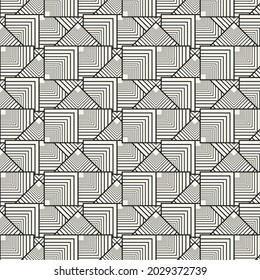 Linear pattern. Abstract line wallpaper. Fancy, mess, chaos graphic ornament. Modern geometric texture decoration background. Fabric print. Lineal pattern. Monochrome backdrop. Vector illustration.