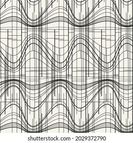 Linear pattern. Abstract line wallpaper. Fancy, mess, chaos graphic ornament. Modern geometric texture decoration background. Fabric print. Lineal pattern. Monochrome backdrop. Vector illustration.
