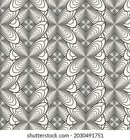 Linear pattern. Abstract line wallpaper. Fancy, mess, chaos graphic ornament. Modern geometric texture decoration background. Fabric print. Lineal pattern. Monochrome backdrop. Vector illustration.