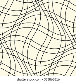 Linear pattern grid, curve, seamless vector background.