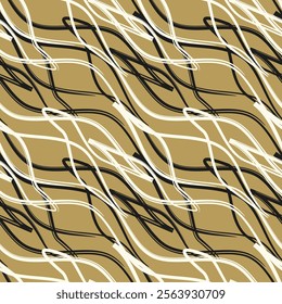 Linear pattern grid,curve, diagonal, wave, seamless vector background.
