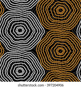 Linear pattern, hexagon mesh, seamless vector background.