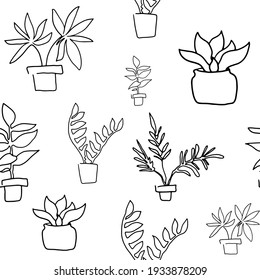 Linear pattern with houseplants in pots