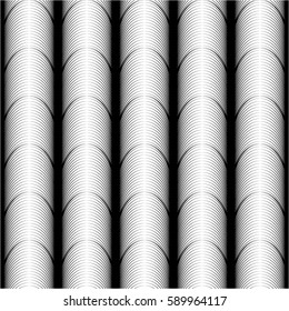 Linear pattern, illusion, a semicircle, seamless vector background.