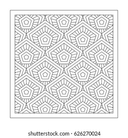 Linear pattern isolated on white background. Ornament in the form of repetitive pentagons in a square frame. Vector illustration EPS 10.